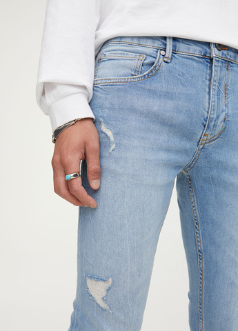 Голубые демисезонные скинни джинсы Pull&Bear