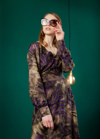 Комбинированное кэжуал платье клеш MiNiMax с абстрактным узором