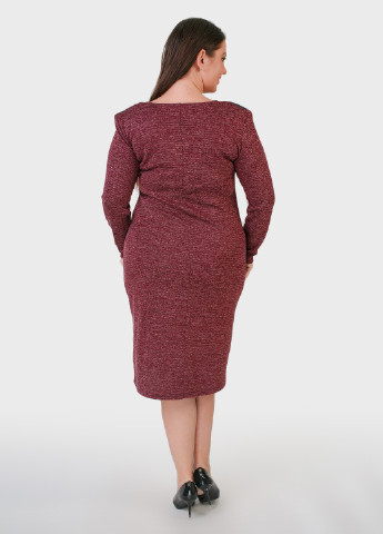 Бордовое деловое платье трикотажное бордовое art 00043а BABOCHKA XL Collection однотонное