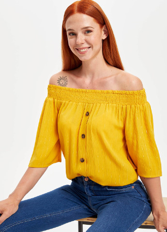 Желтая летняя блуза DeFacto