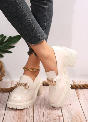 SHEIN Туфлі лофери світло-бежевий з поліуретан, китай — демісезон (323262368)