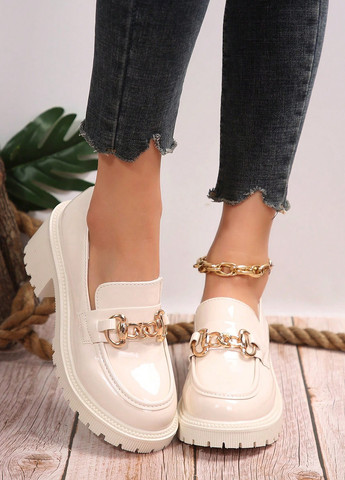 SHEIN Туфлі лофери світло-бежевий з поліуретан, китай — демісезон (323262368)