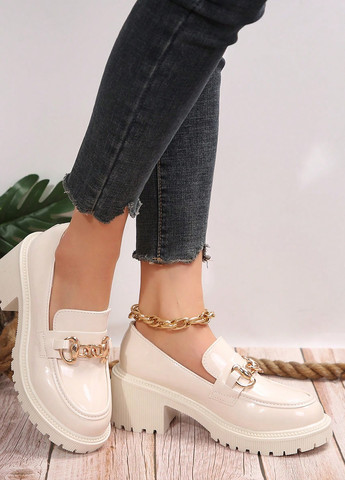 SHEIN Туфлі лофери світло-бежевий з поліуретан, китай — демісезон (323262368)