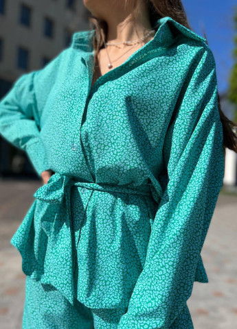 Жіночий костюм сорочка та штани зеленого кольору р.42/44 363034 New Trend (255275282)
