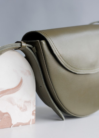 Елегантна жіноча сумка арт. 631 із натуральної шкіри із легким матовим ефектом кольору хакі Boorbon (255171662)