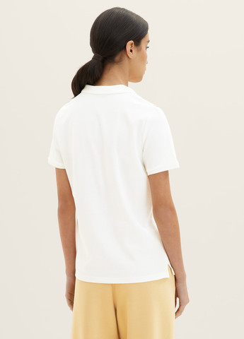 Белая женская футболка-поло Tom Tailor однотонная