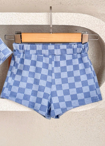 Голубой летний костюм (футболка, шорты) с шортами SHEIN