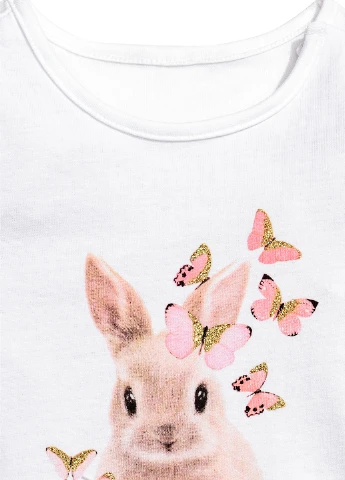Біла літня футболка з коротким рукавом H&M
