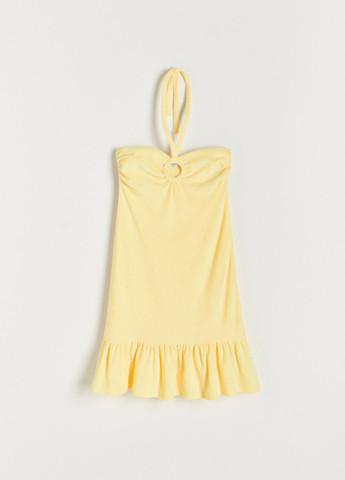 Светло-желтое кэжуал платье бандо Reserved однотонное