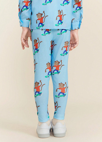 Голубые домашние демисезонные брюки зауженные SHEIN