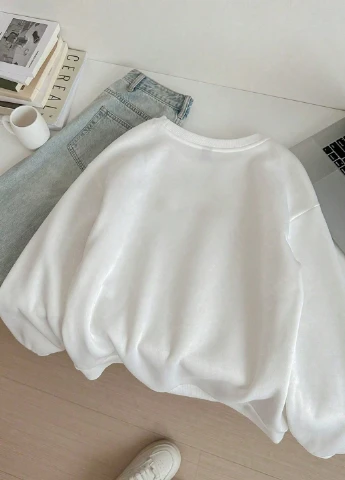 SHEIN свитшот надпись белый кэжуал полиэстер, футер