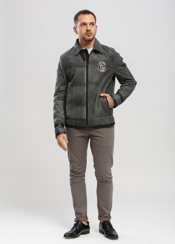 Сіра демісезонна куртка шкіряна Cvk brand