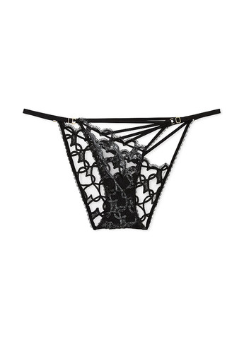 Чорний демісезонний комплект (трусики, пояс для панчіх) Victoria's Secret