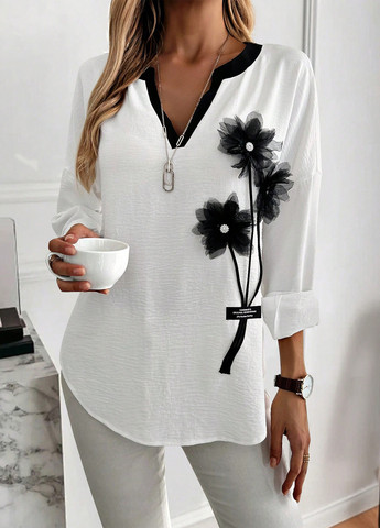 Чёрно-белую блуза SHEIN