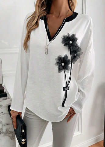 Чёрно-белую блуза SHEIN