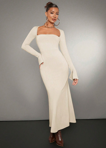Айворі кежуал сукня силуетна, годе SHEIN однотонна