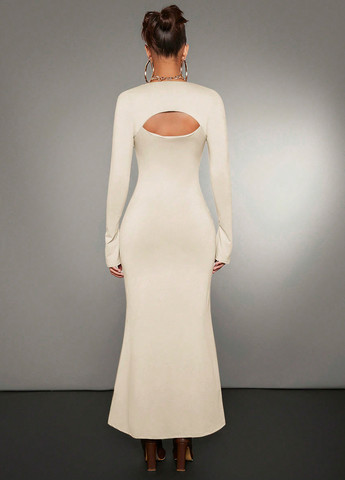 Айворі кежуал сукня силуетна, годе SHEIN однотонна