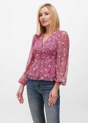 Рожева демісезонна блуза з баскою Vero Moda