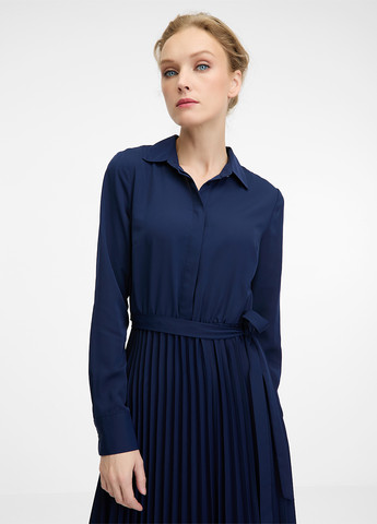 Синее кэжуал платье плиссированное, а-силуэт Orsay однотонное