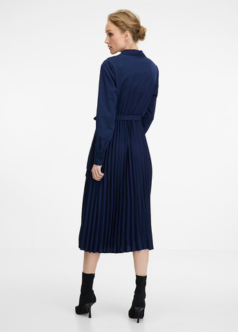 Синее кэжуал платье плиссированное, а-силуэт Orsay однотонное