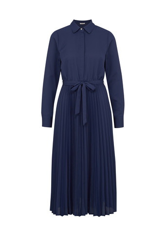 Синее кэжуал платье плиссированное, а-силуэт Orsay однотонное