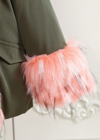 Комбинированная зимняя куртка куртка-пальто SHEIN