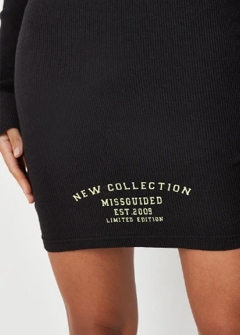 Черное кэжуал платье платье-свитер Missguided однотонное