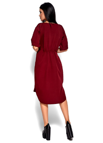 Бордовое кэжуал платье с коротким рукавом Karree однотонное