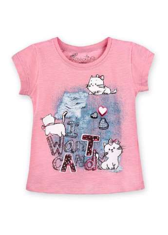 Розовая демисезонная футболка детская "i want candy" (47-86g-pink) Haknur