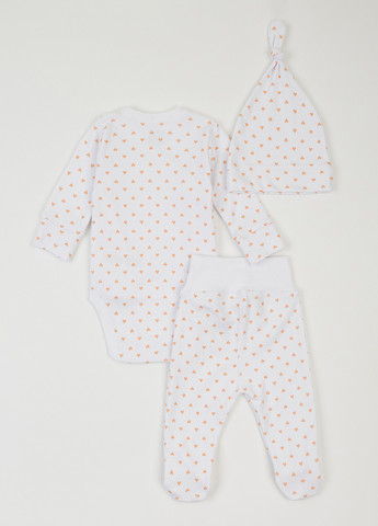 Білий демісезонний комплект (шапка, боді, повзунки) KRAKO