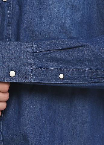 Синяя джинсовая рубашка однотонная Livergy с длинным рукавом