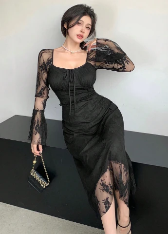 Чорна святковий, коктейльна сукня силуетна, а-силует SHEIN однотонна
