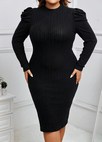 Чорна кежуал сукня силуетна SHEIN однотонна