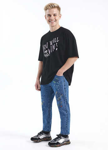 Светло-синие демисезонные каррот фит джинсы House