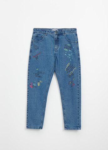 Светло-синие демисезонные каррот фит джинсы House