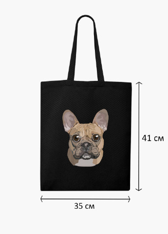 Еко сумка шоппер черная Французкий бульдог на молнии (9227-2857-BKZ) MobiPrint (236265565)