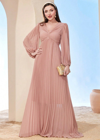 Світло-рожева святковий, вечірня сукня плісована SHEIN однотонна