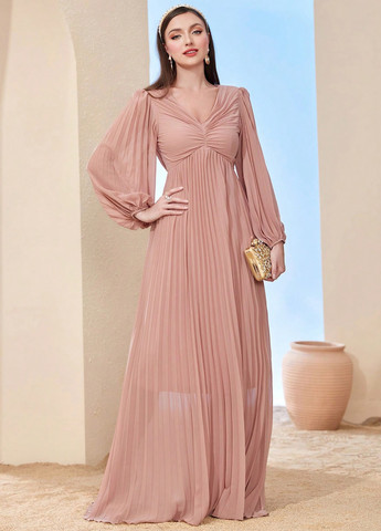 Світло-рожева святковий, вечірня сукня плісована SHEIN однотонна