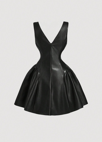 Чорна кежуал сукня кльош SHEIN однотонна