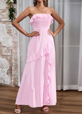 Світло-лілова вечірня сукня кльош, з відкритою спиною SHEIN однотонна