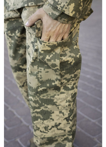 Оливковый (хаки) летний мужской армейский костюм летний для всу (зсу) тактическая форма рип-стоп украина пиксель 52 размер 7113 No Brand