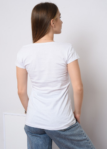 Біла літня футболка жіноча біла з малюнком Let's Shop