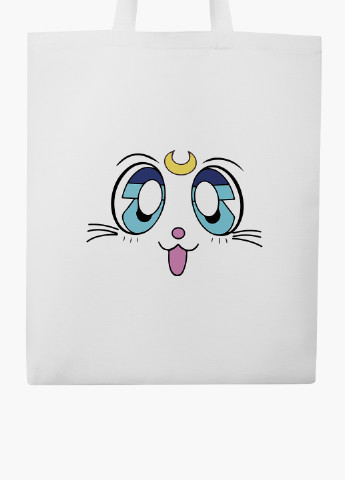 Эко сумка шоппер белая Луна Кошки Сейлор Мун (anime Sailor Moon Cats) (9227-2921-WT-2) экосумка шопер 41*35 см MobiPrint (224806217)