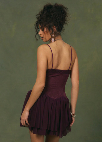 Темно-бордова святковий, вечірня сукня кльош SHEIN однотонна