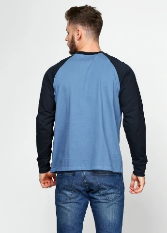 Синий демисезонный кэжуал лонгслив Pull & Bear с рисунком
