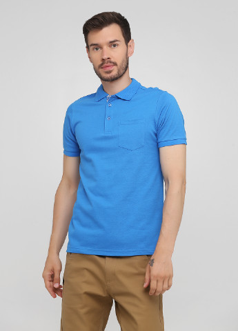 Голубой футболка-поло для мужчин Madoc Jeans однотонная