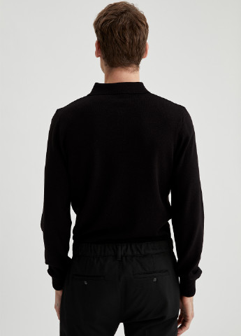 Черная футболка-полувер для мужчин DeFacto