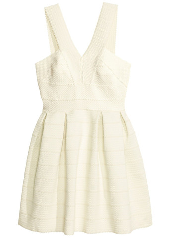Молочное коктейльное платье клеш H&M однотонное