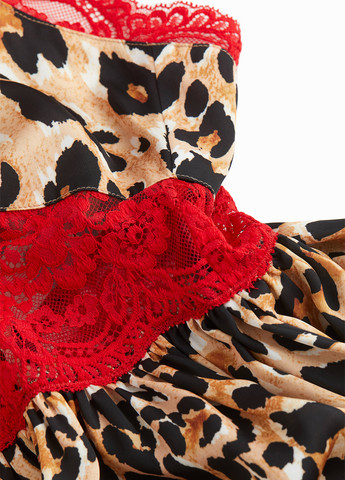 Світло-коричнева коктейльна сукня сукня-комбінація, кльош, в стилі армпір H&M леопардовий