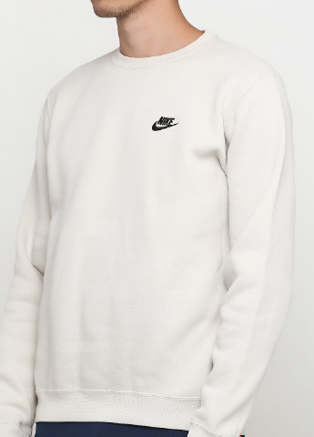 Свитшот Nike - Прямой крой однотонный белый спортивный трикотаж, хлопок - (190882283)